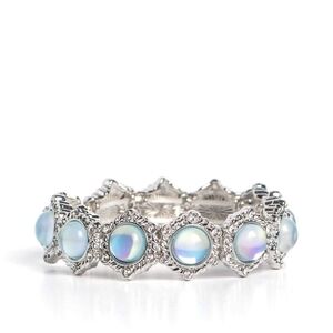 Paparazzi Silver and Blue Bracelet with Moonstone Accents Summer Stupir Green